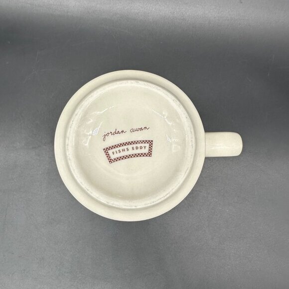 Brooklyn Skyline Ceramic Coffee Mug Jordan Awan Fishs Eddy Cup Beige Brown - Picture 7 of 10